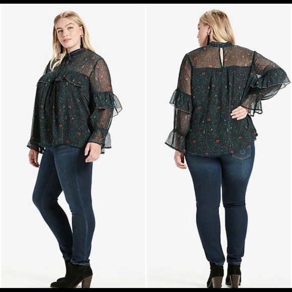 Lucky Brand Tops - Lucky Brand Printed Ruffle Top
